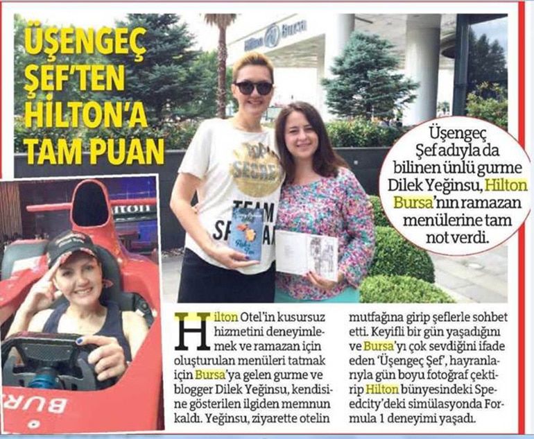 BURSA OLAY Gazetesi Bursa Hilton Hotel - Dilek Yeğinsü / Üşengeç Şef haberi