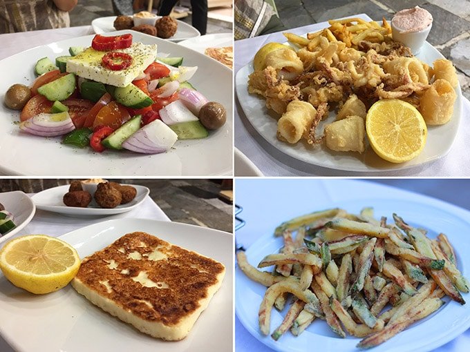 plaka-meze-saganaki-kalamar-greek-salata