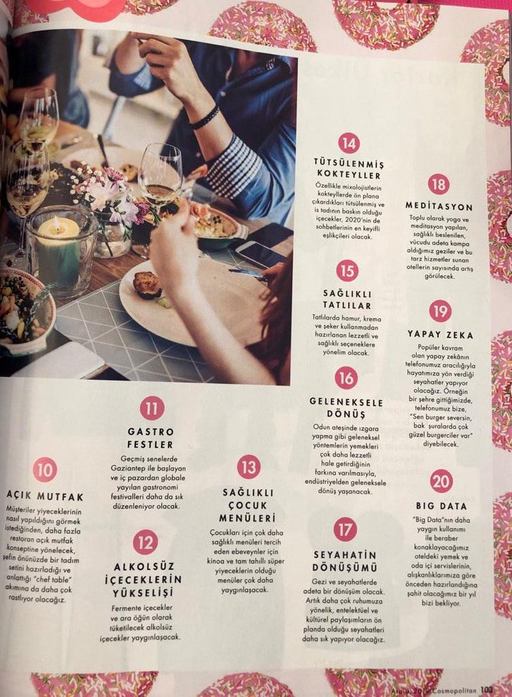 Cosmopolitan Dergisi (Turkuvaz Dergi Grubu)
Dilek Yeğinsü / Üşengeç Şef Gastronomi Yazısı 